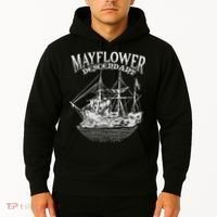 Mayflower Descendant Boat History Gift Usa Pilgrim Fathers Hoodie thumb 2