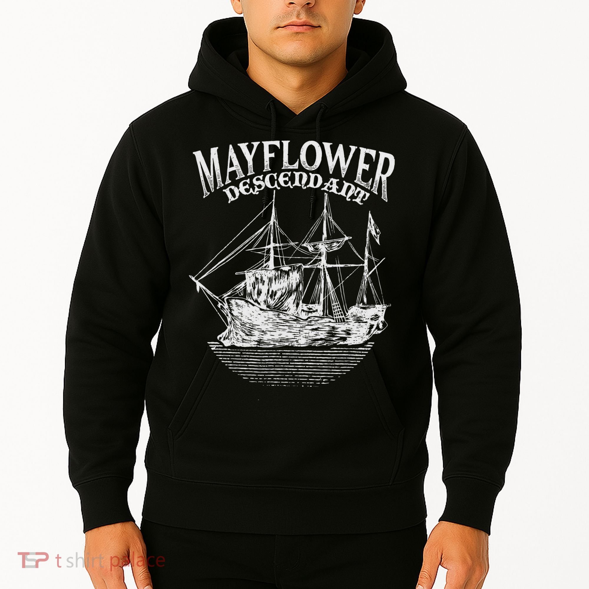Mayflower Descendant Boat History Gift Usa Pilgrim Fathers Hoodie