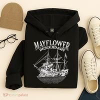 Mayflower Descendant Boat History Gift Usa Pilgrim Fathers Hoodie thumb 4