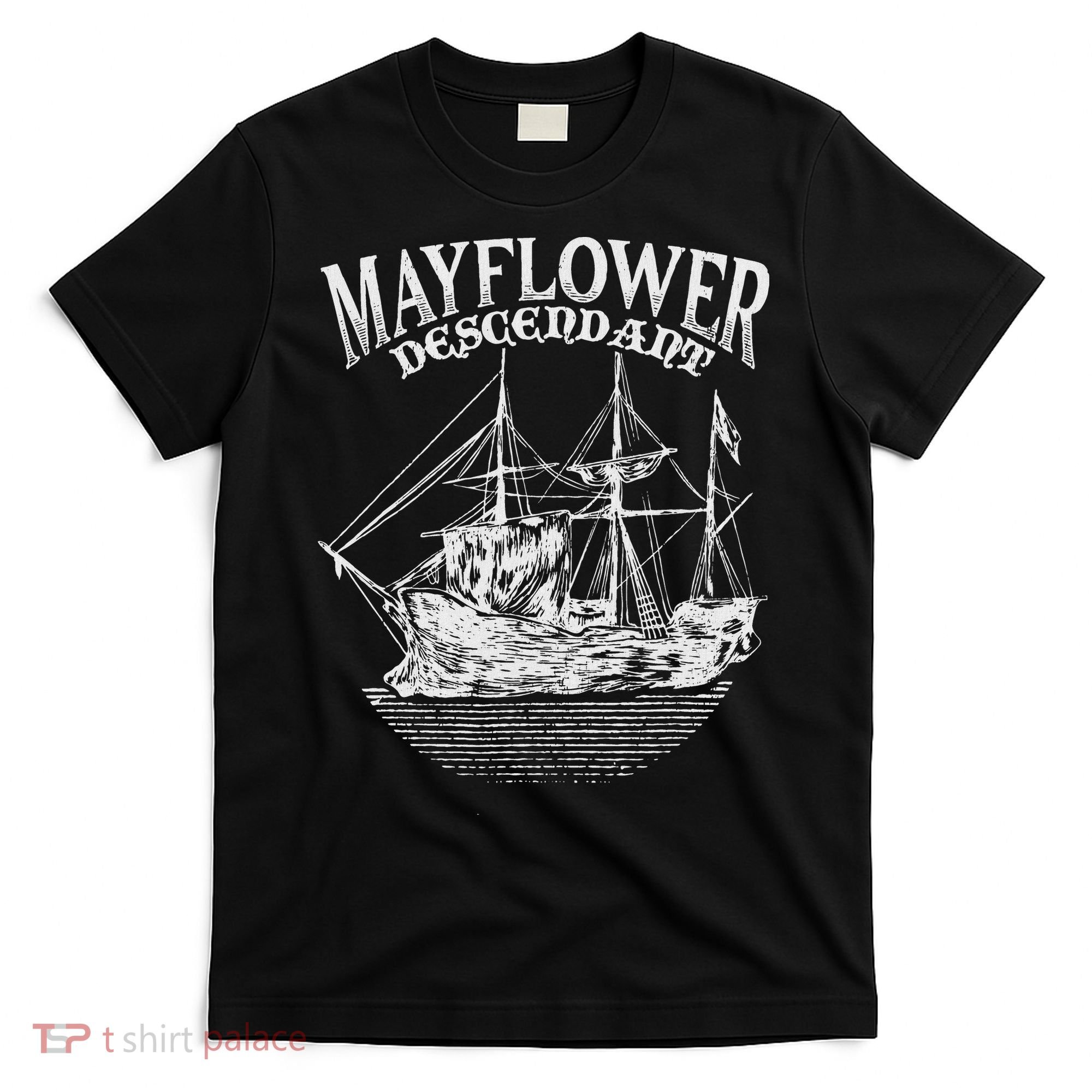 Mayflower Descendant Boat History Gift Usa Pilgrim Fathers T-Shirt