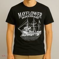 Mayflower Descendant Boat History Gift Usa Pilgrim Fathers T-Shirt thumb 3
