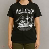 Mayflower Descendant Boat History Gift Usa Pilgrim Fathers T-Shirt thumb 4
