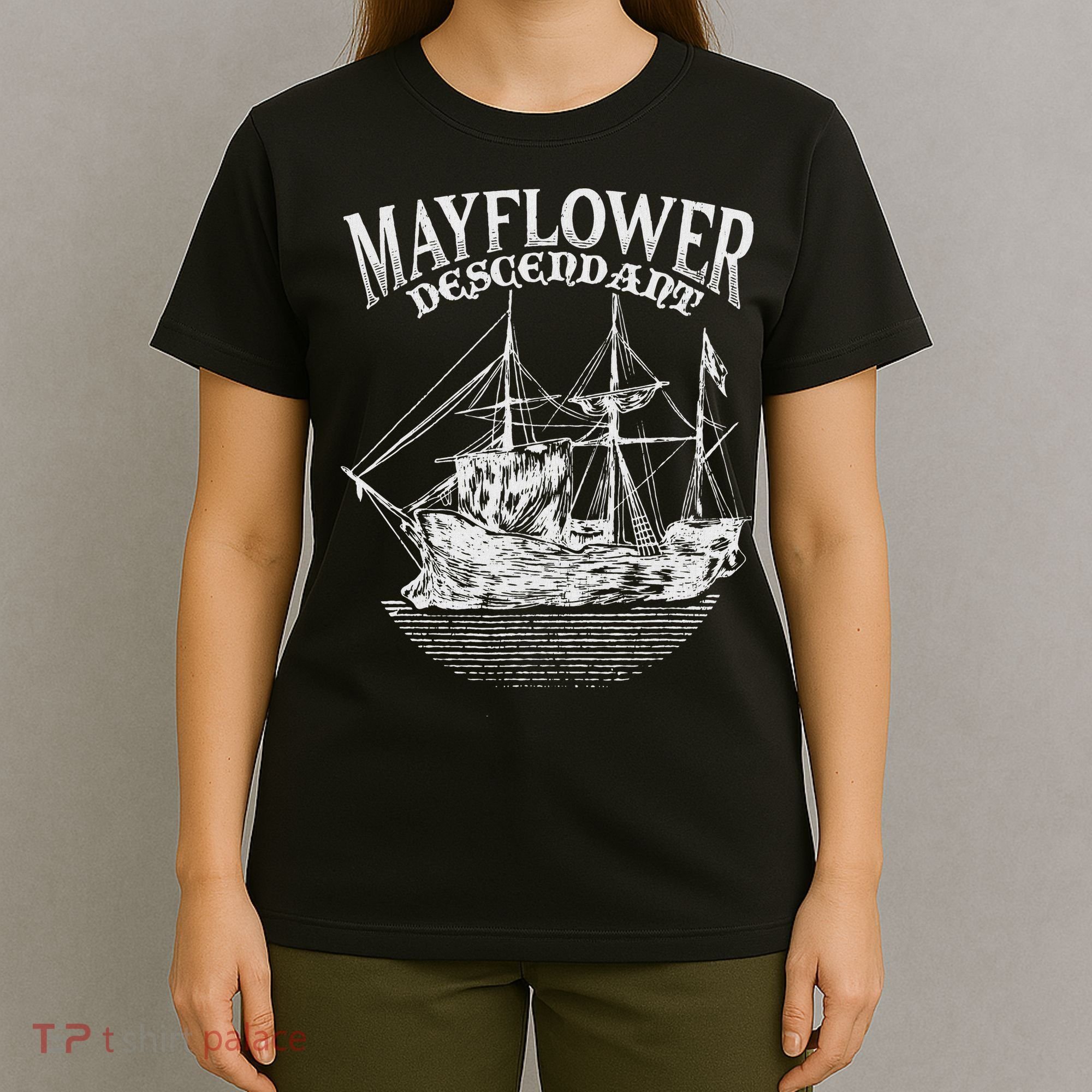 Mayflower Descendant Boat History Gift Usa Pilgrim Fathers T-Shirt