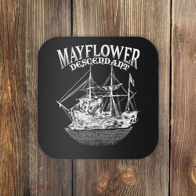 Mayflower Descendant Boat History Gift Usa Pilgrim Fathers Coaster