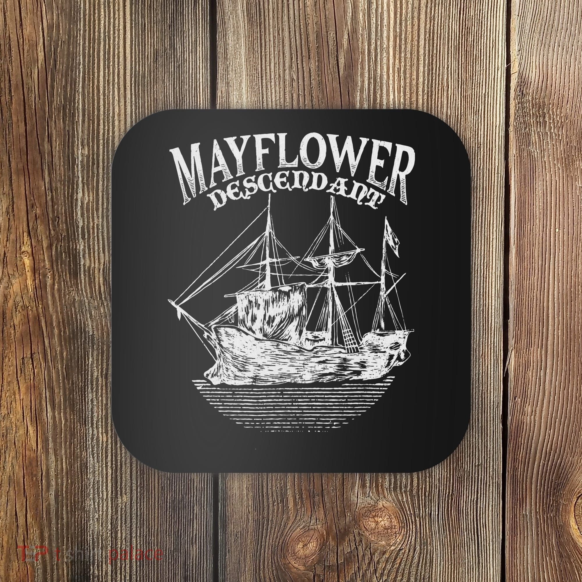 Mayflower Descendant Boat History Gift Usa Pilgrim Fathers Coaster