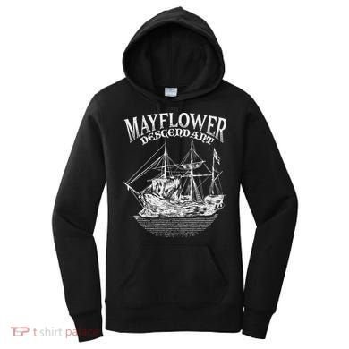 Mayflower Descendant Boat History Gift Usa Pilgrim Fathers Women's Hoodie