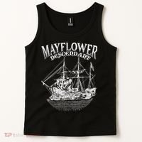 Mayflower Descendant Boat History Gift Usa Pilgrim Fathers Tank Top thumb 2
