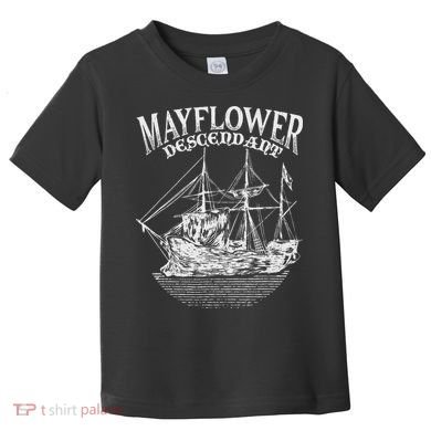 Mayflower Descendant Boat History Gift Usa Pilgrim Fathers Toddler T-Shirt