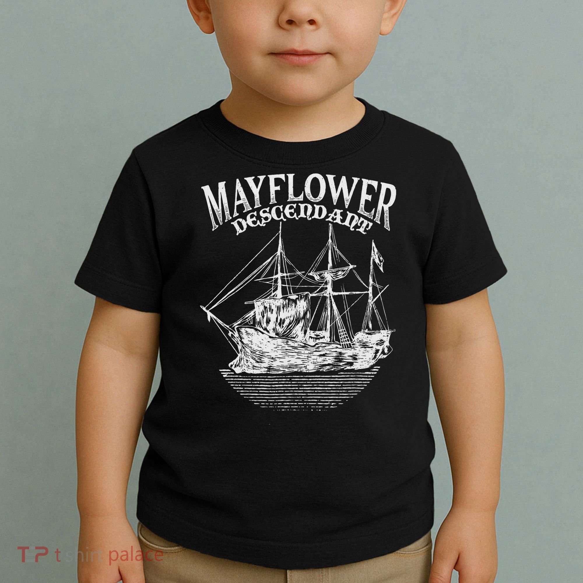Mayflower Descendant Boat History Gift Usa Pilgrim Fathers Toddler T-Shirt