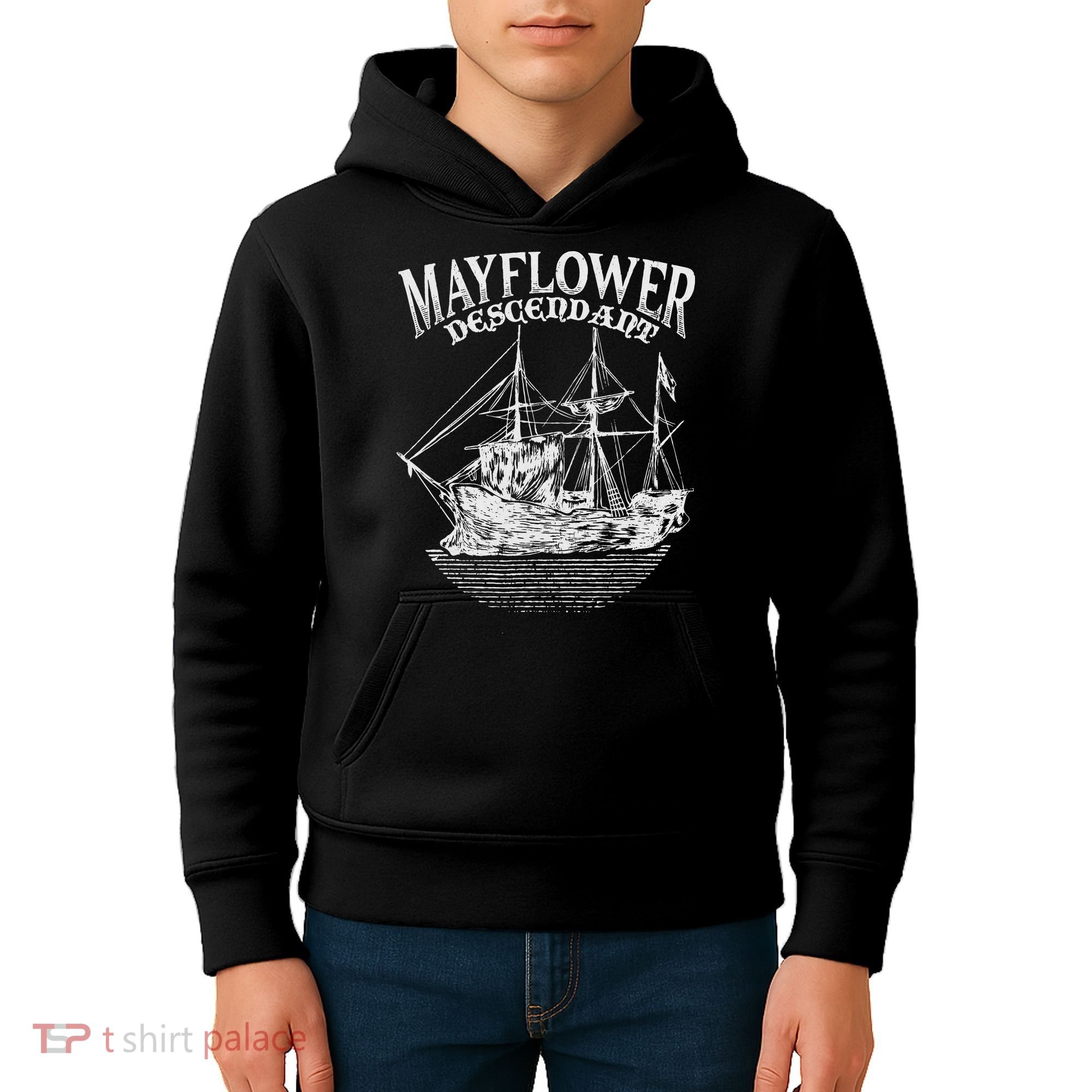 Mayflower Descendant Boat History Gift Usa Pilgrim Fathers Kids Hoodie