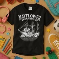 Mayflower Descendant Boat History Gift Usa Pilgrim Fathers Kids T-Shirt thumb 3