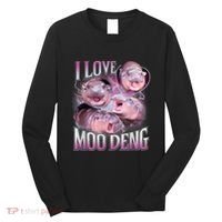 Moo Deng Baby Pygmy Hippos Thailand Long Sleeve Shirt thumb 0