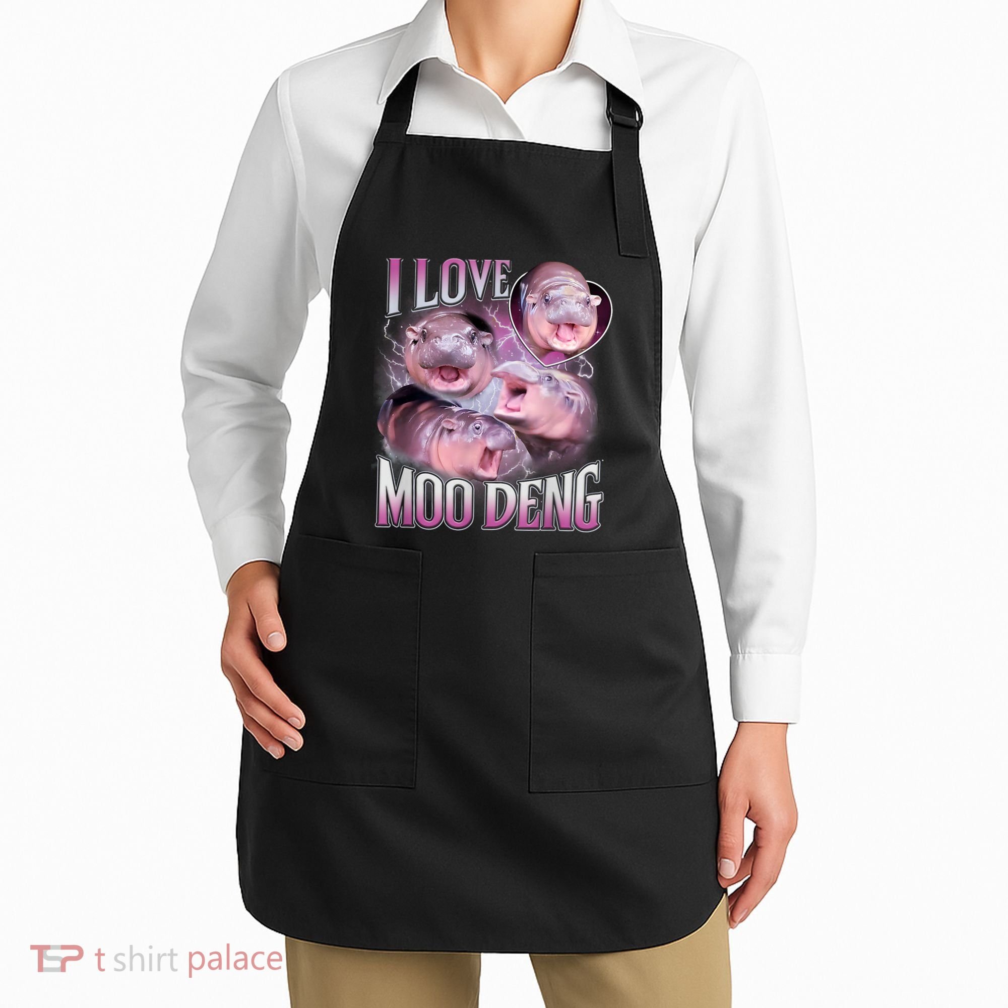 Moo Deng Baby Pygmy Hippos Thailand Apron