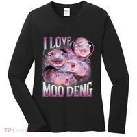 Moo Deng Baby Pygmy Hippos Thailand Women's Long Sleeve Shirt thumb 0