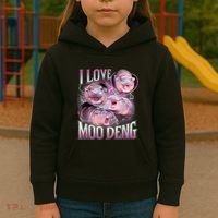 Moo Deng Baby Pygmy Hippos Thailand Kids Hoodie thumb 3