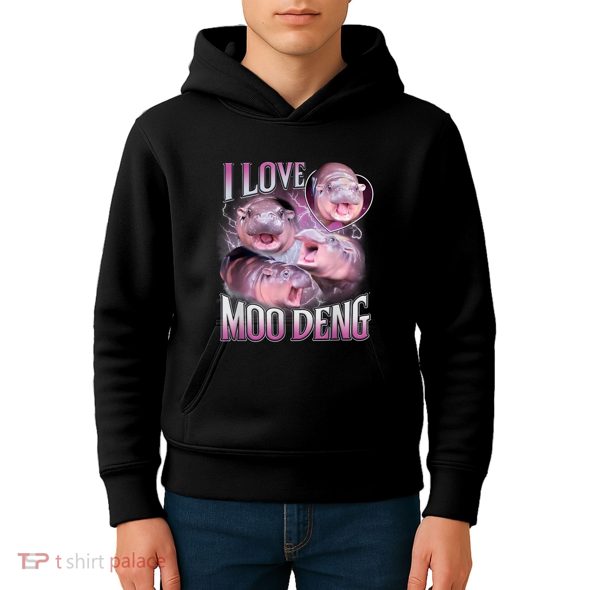 Moo Deng Baby Pygmy Hippos Thailand Kids Hoodie