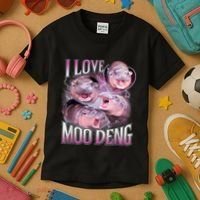 Moo Deng Baby Pygmy Hippos Thailand Kids T-Shirt thumb 3