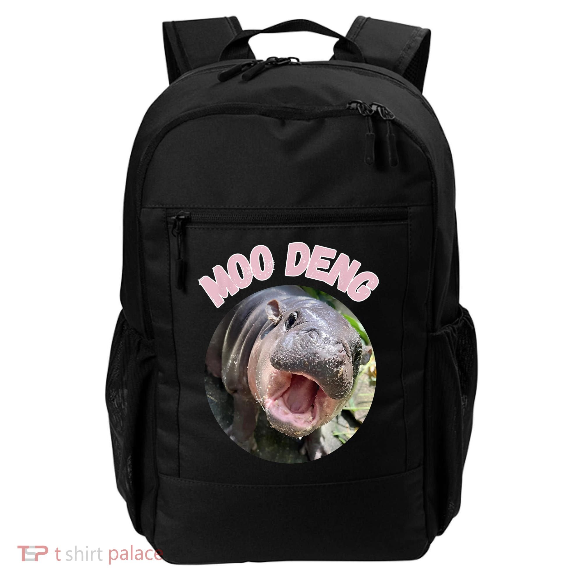 Moo Deng Bouncy Pig In Thai Picture The Cute Baby Hippo Gift Backpack