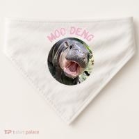 Moo Deng Bouncy Pig In Thai Picture The Cute Baby Hippo Gift USA-Made Doggie Bandana thumb 0
