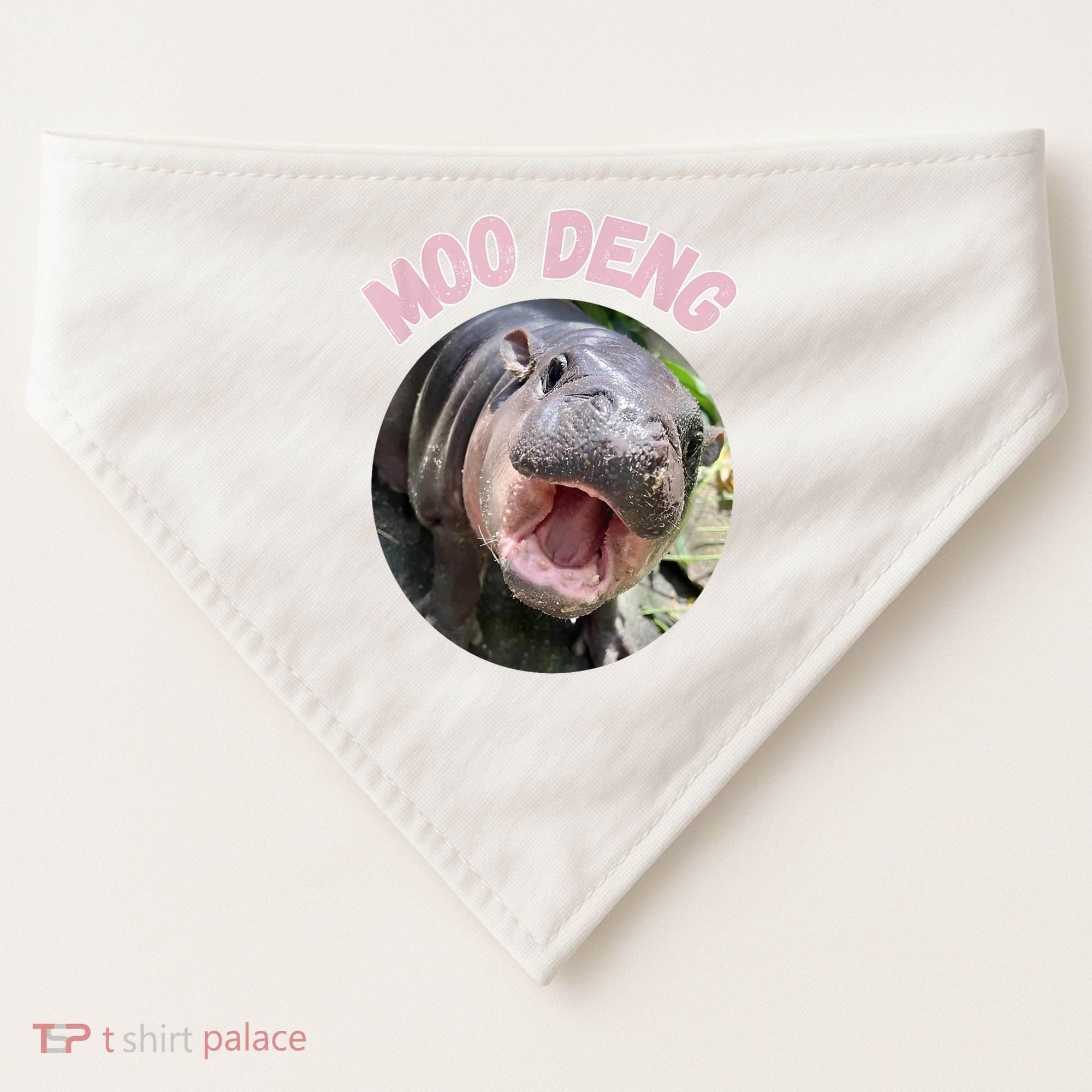 Moo Deng Bouncy Pig In Thai Picture The Cute Baby Hippo Gift USA-Made Doggie Bandana
