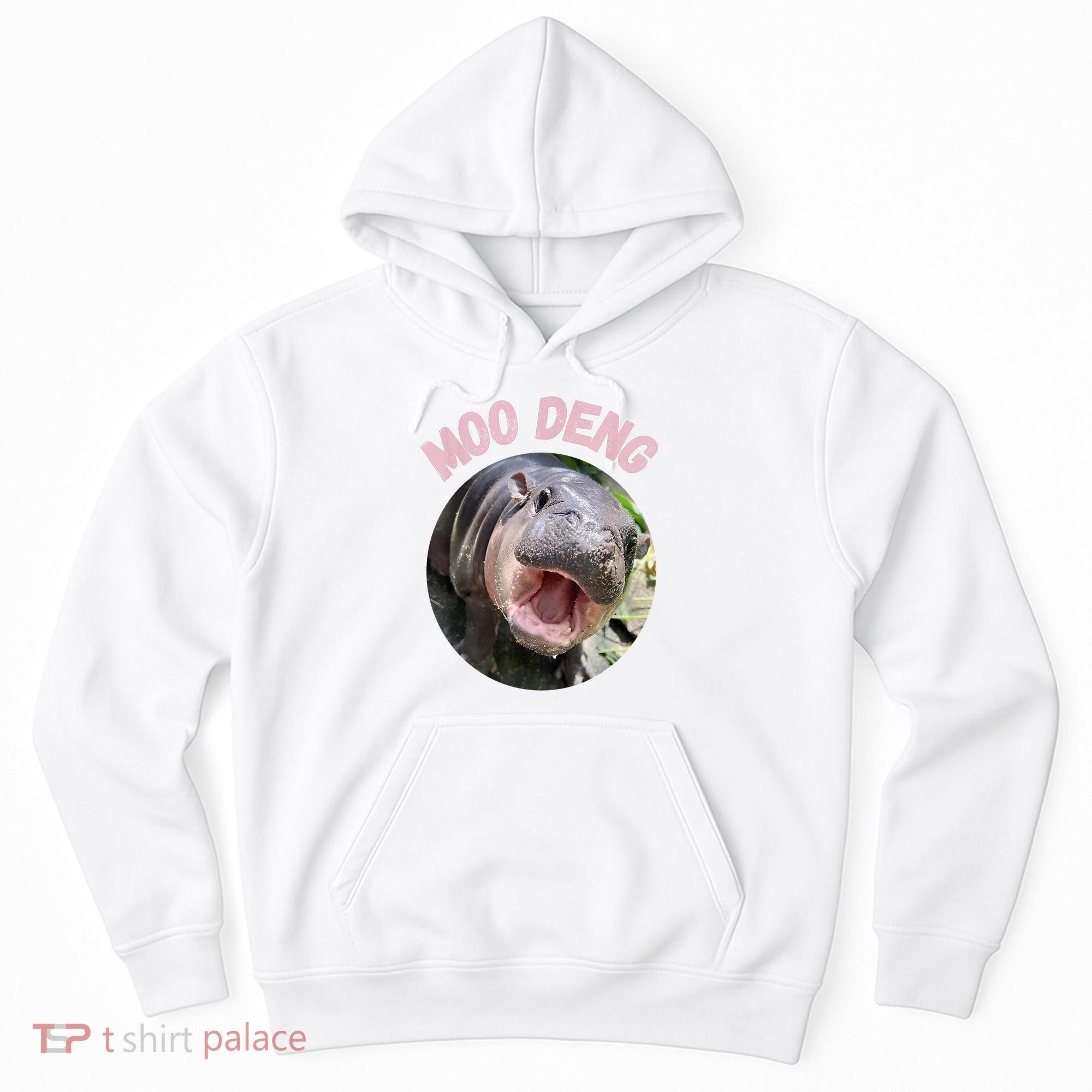 Moo Deng Bouncy Pig In Thai Picture The Cute Baby Hippo Gift Hoodie