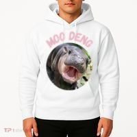 Moo Deng Bouncy Pig In Thai Picture The Cute Baby Hippo Gift Hoodie thumb 2