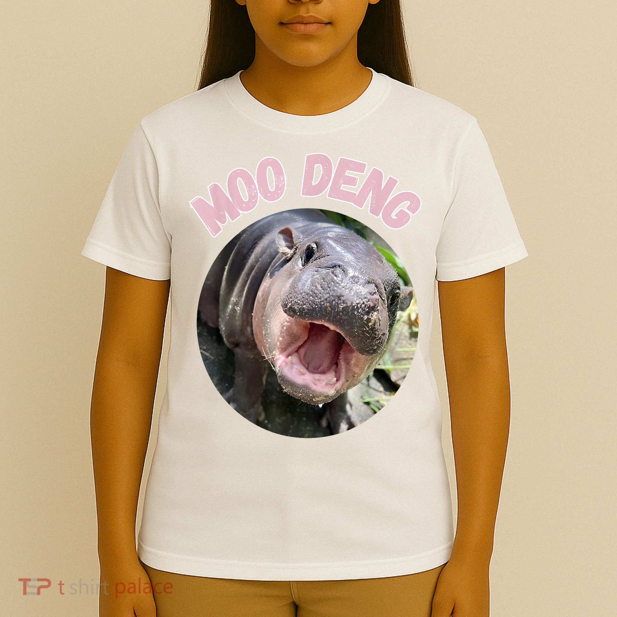 Moo Deng Bouncy Pig In Thai Picture The Cute Baby Hippo Gift T-Shirt
