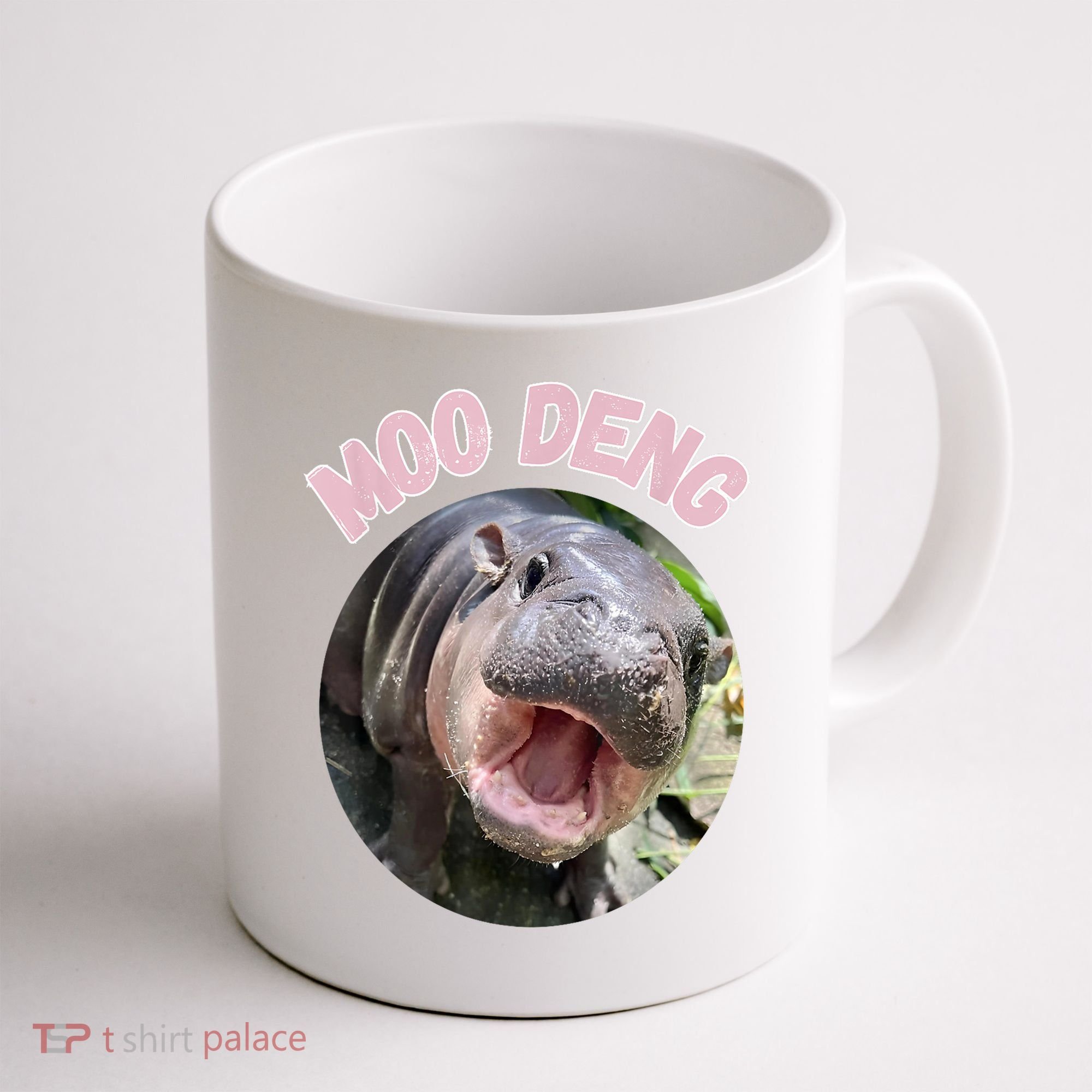 Moo Deng Bouncy Pig In Thai Picture The Cute Baby Hippo Gift Coffee Mug