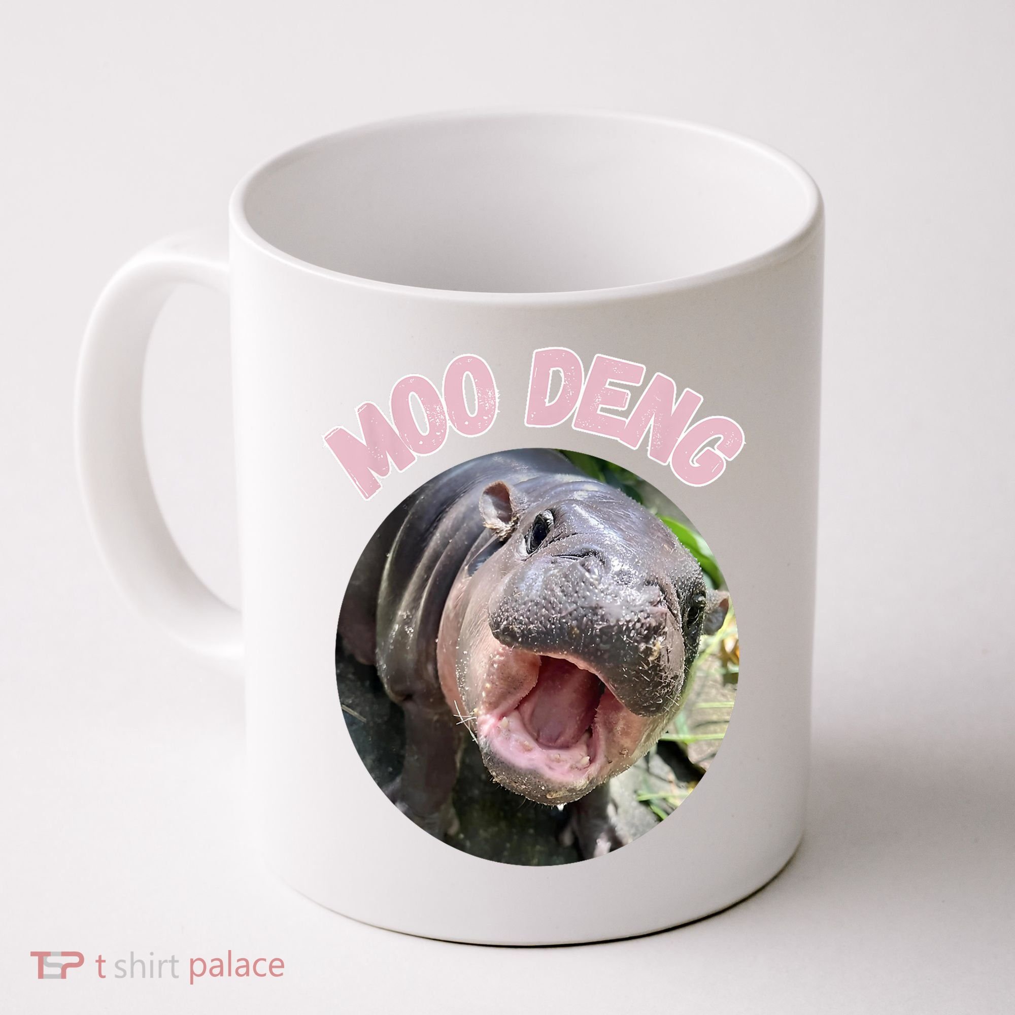Moo Deng Bouncy Pig In Thai Picture The Cute Baby Hippo Gift Coffee Mug
