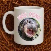 Moo Deng Bouncy Pig In Thai Picture The Cute Baby Hippo Gift Coffee Mug thumb 2