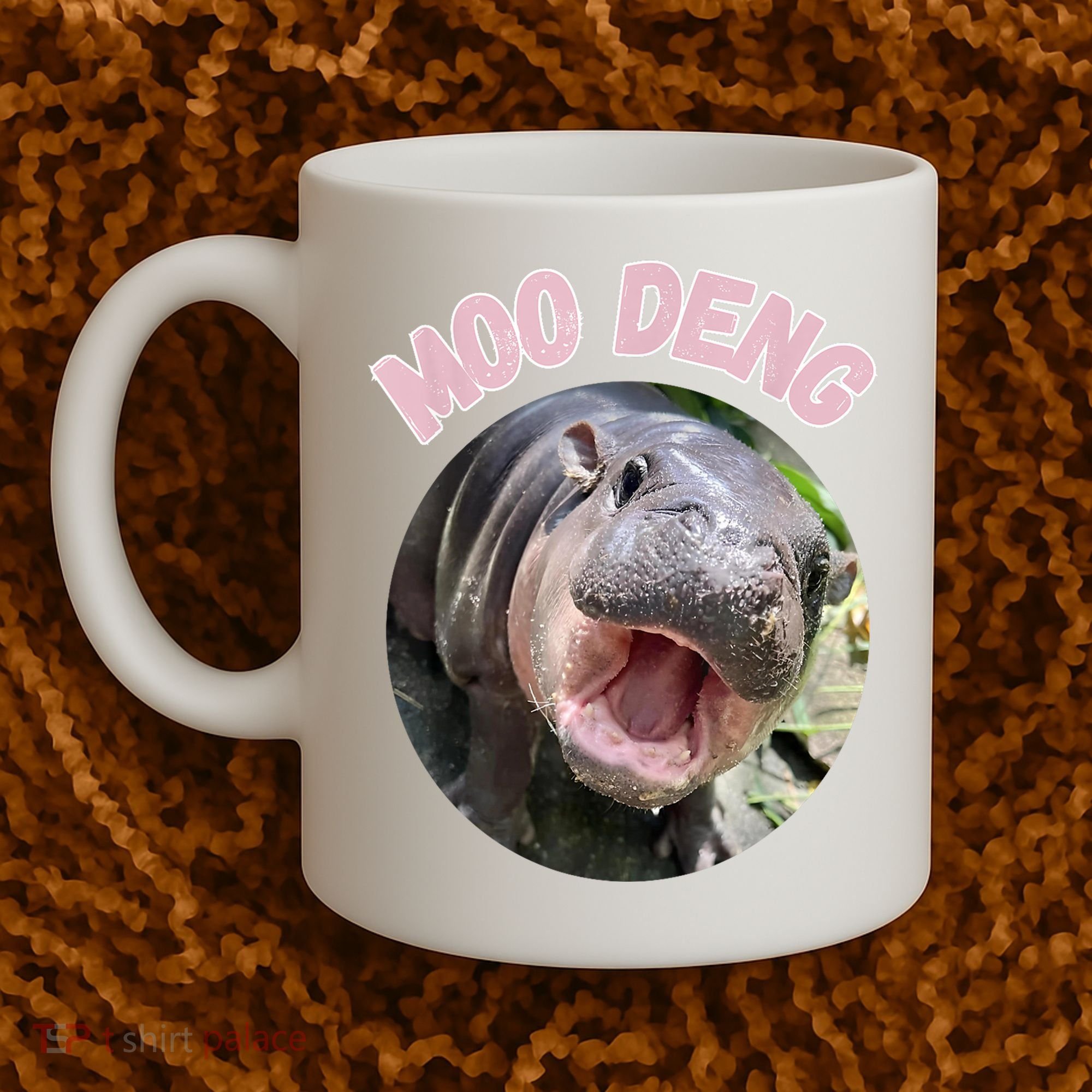 Moo Deng Bouncy Pig In Thai Picture The Cute Baby Hippo Gift Coffee Mug