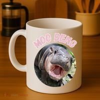 Moo Deng Bouncy Pig In Thai Picture The Cute Baby Hippo Gift Coffee Mug thumb 4