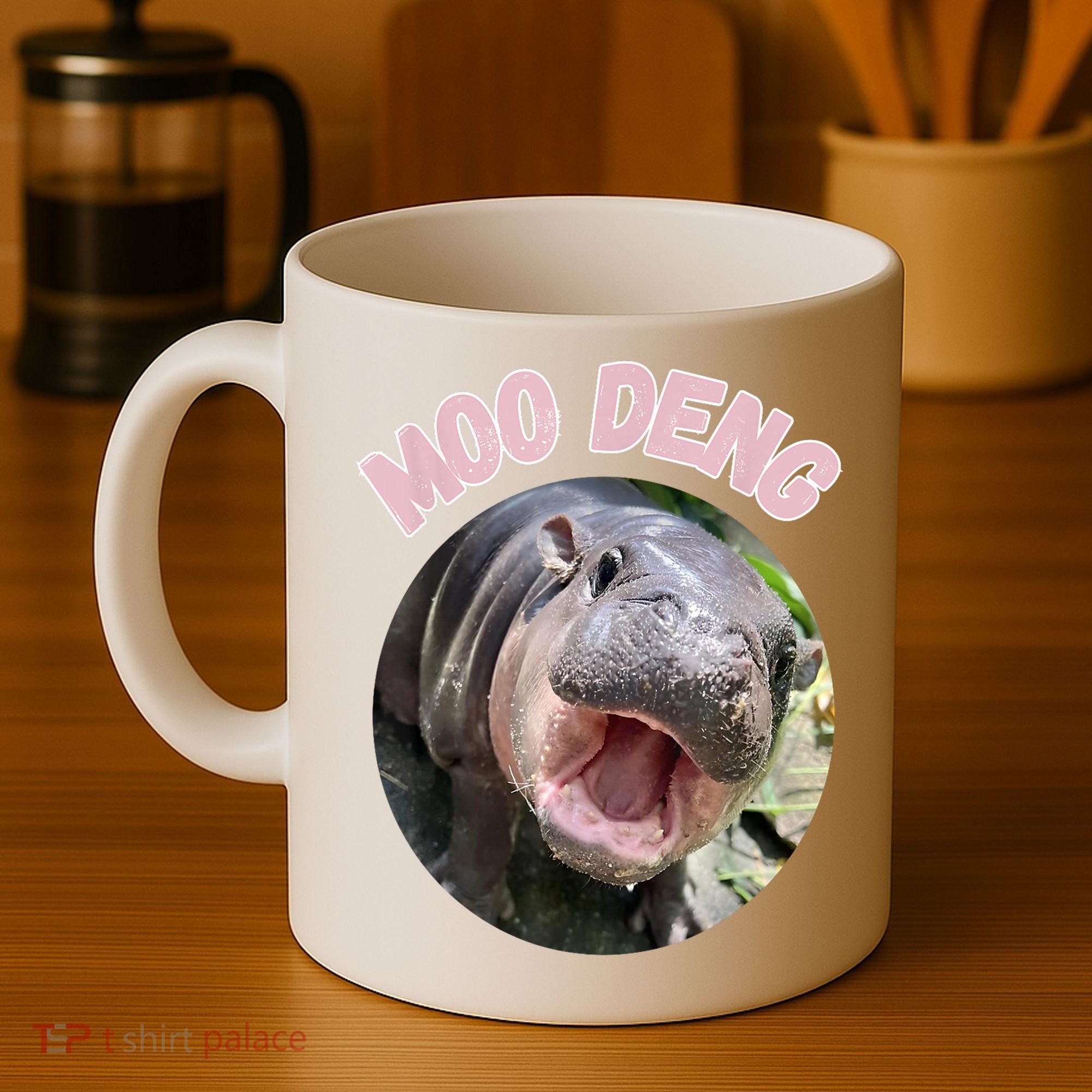 Moo Deng Bouncy Pig In Thai Picture The Cute Baby Hippo Gift Coffee Mug