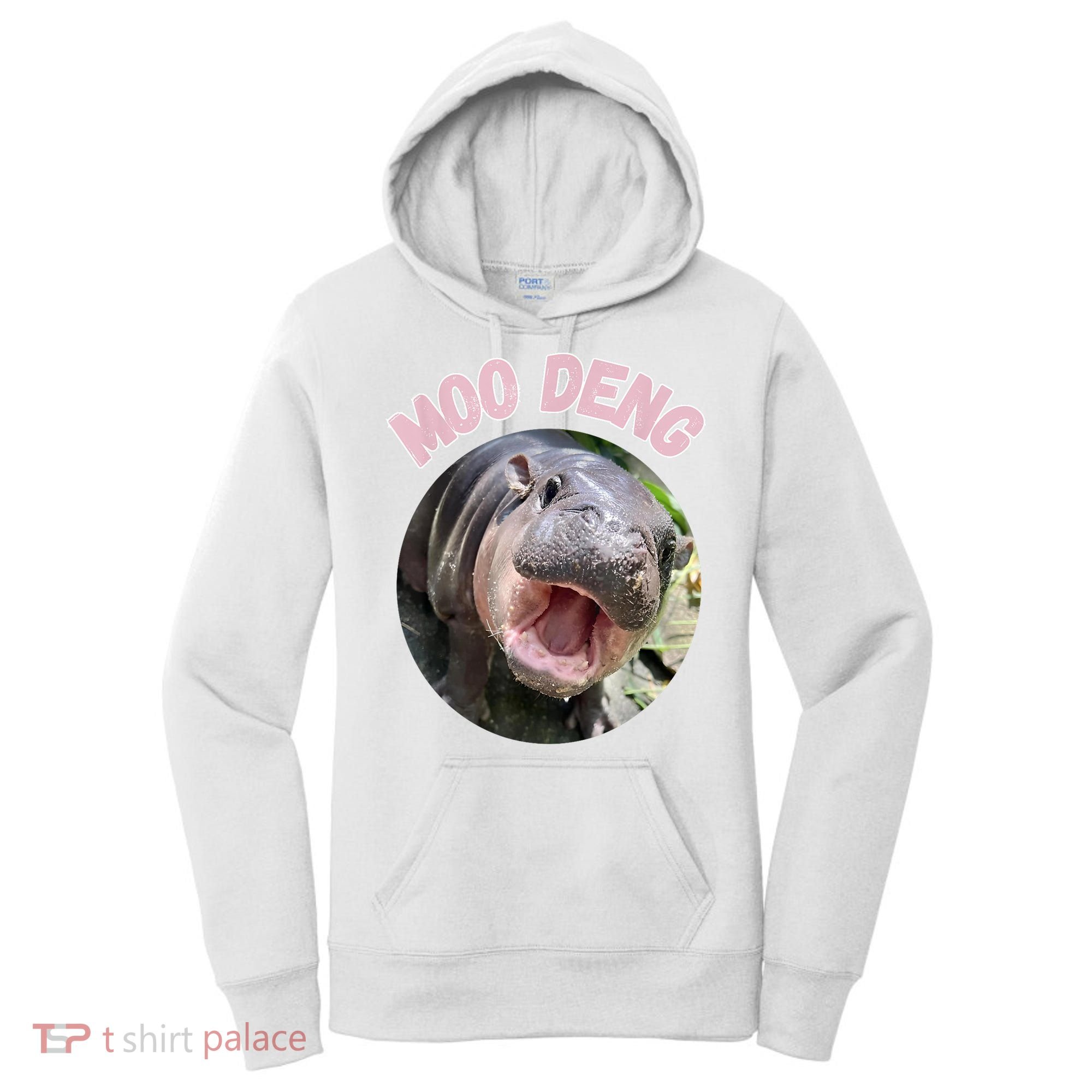 Moo Deng Bouncy Pig In Thai Picture The Cute Baby Hippo Gift Women's Hoodie