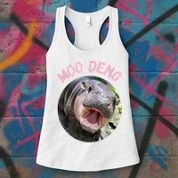 Moo Deng Bouncy Pig In Thai Picture The Cute Baby Hippo Gift Women's Tank Top thumb 3