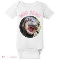 Moo Deng Bouncy Pig In Thai Picture The Cute Baby Hippo Gift Baby Bodysuit thumb 0