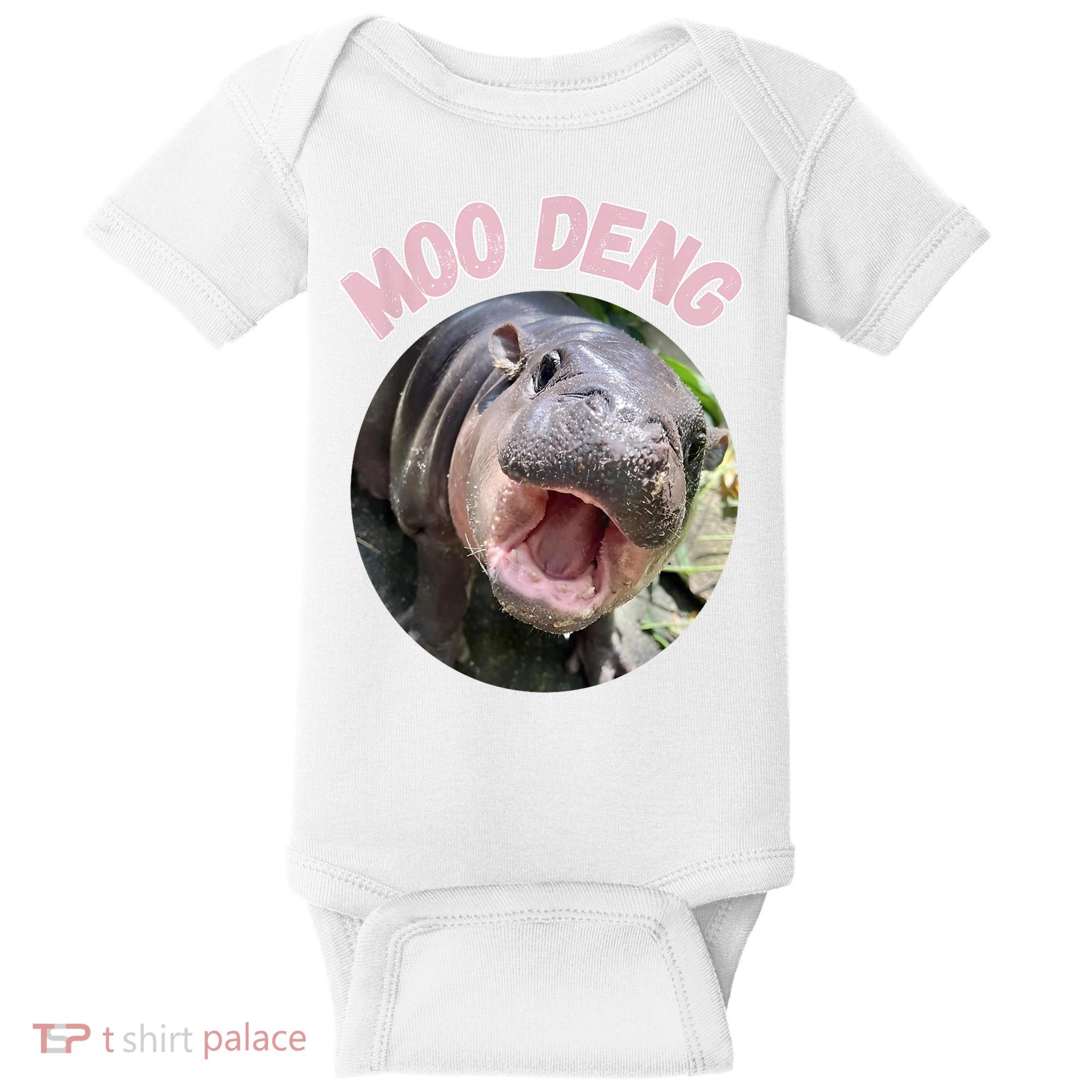 Moo Deng Bouncy Pig In Thai Picture The Cute Baby Hippo Gift Baby Bodysuit