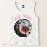 Moo Deng Bouncy Pig In Thai Picture The Cute Baby Hippo Gift Tank Top thumb 2