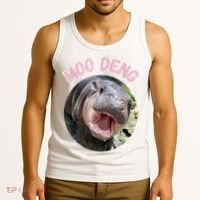 Moo Deng Bouncy Pig In Thai Picture The Cute Baby Hippo Gift Tank Top thumb 3