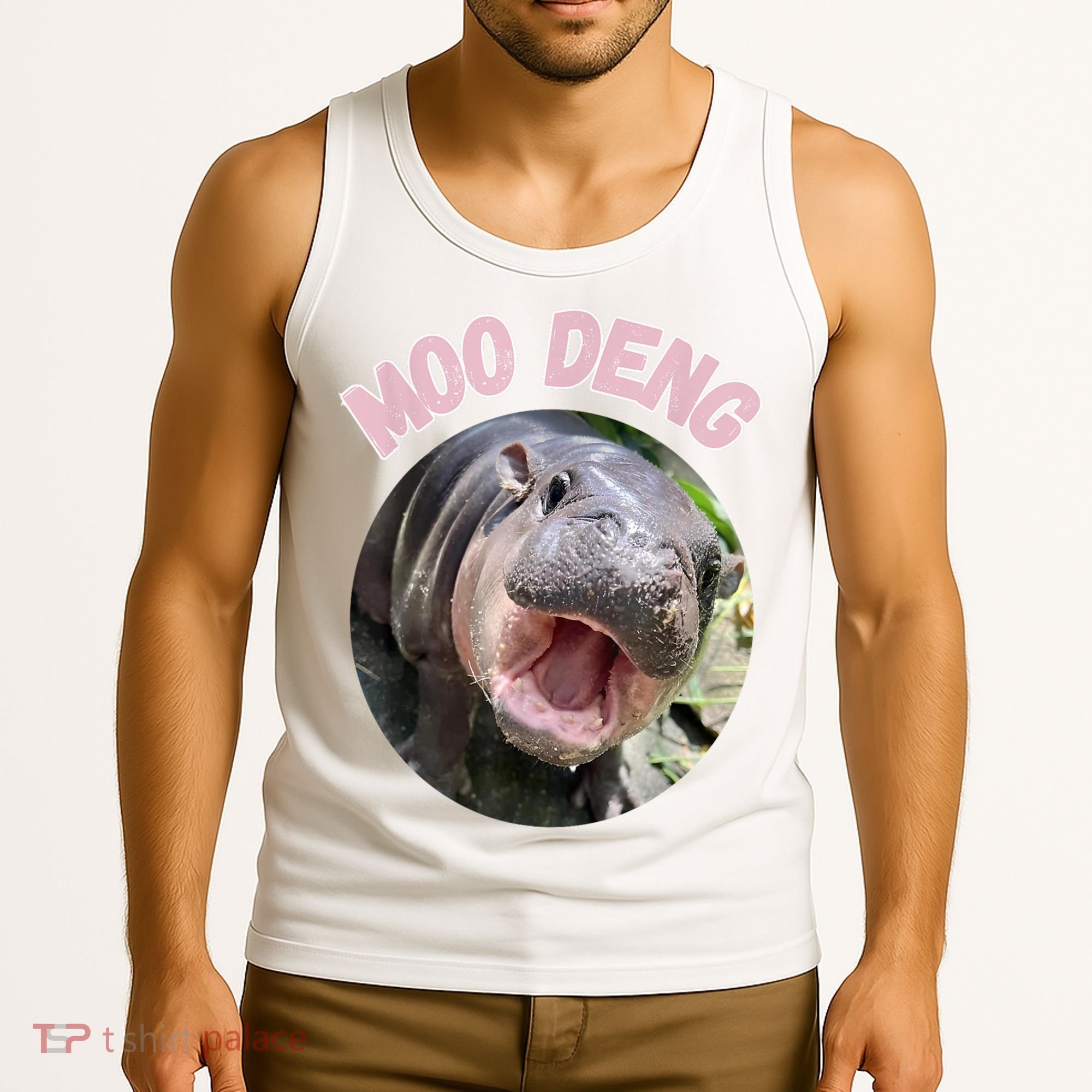 Moo Deng Bouncy Pig In Thai Picture The Cute Baby Hippo Gift Tank Top
