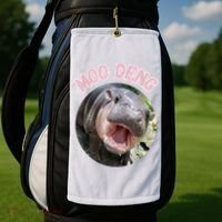 Moo Deng Bouncy Pig In Thai Picture The Cute Baby Hippo Gift Golf Towel thumb 2