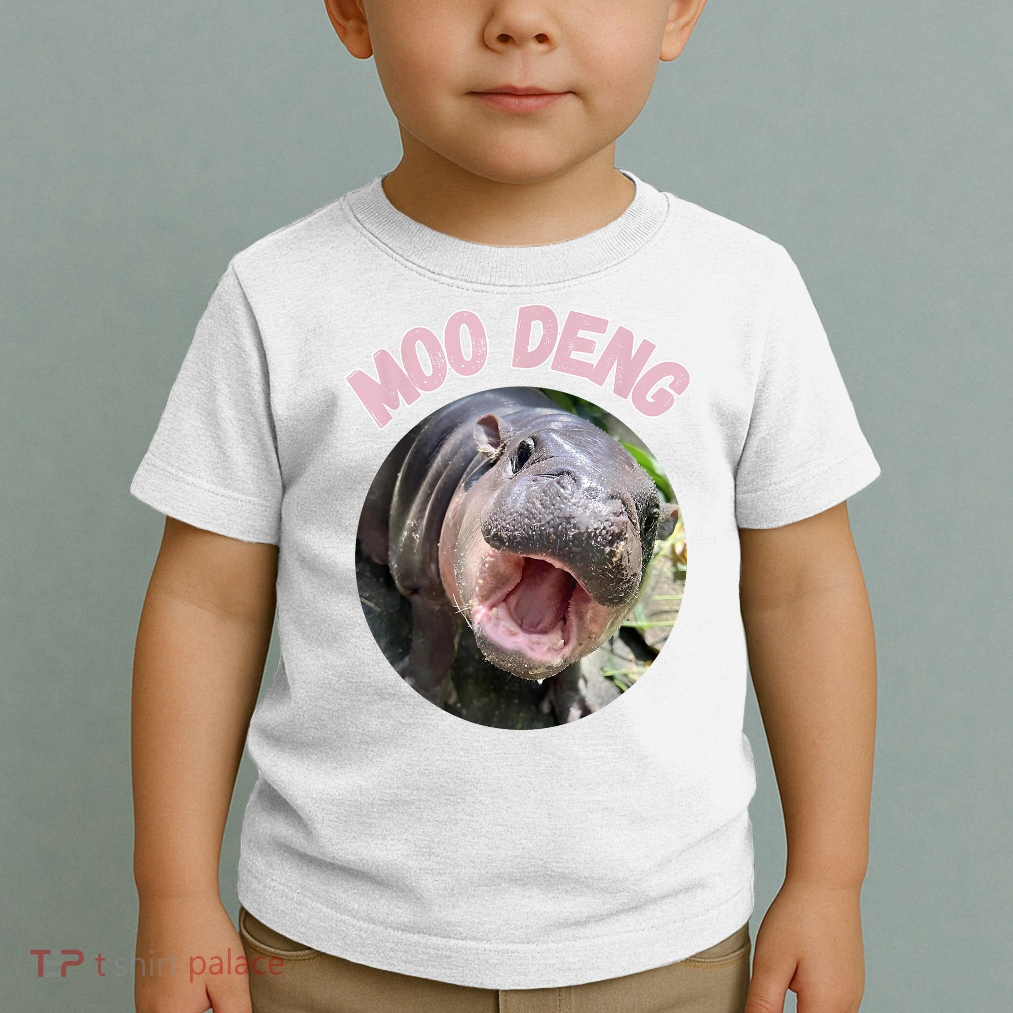 Moo Deng Bouncy Pig In Thai Picture The Cute Baby Hippo Gift Toddler T-Shirt