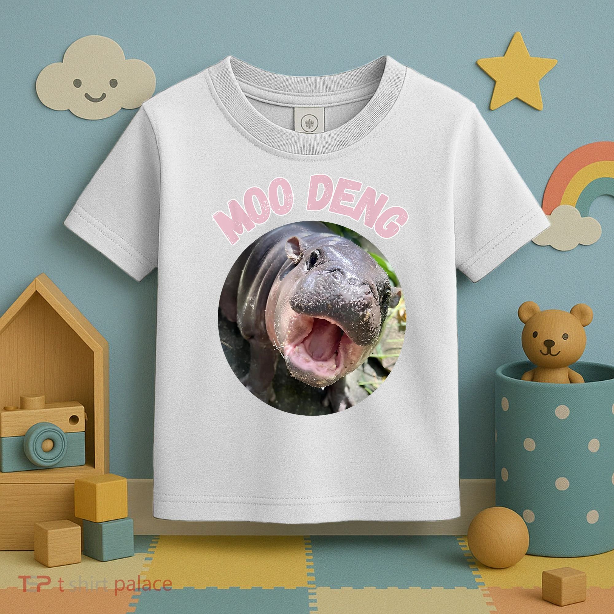 Moo Deng Bouncy Pig In Thai Picture The Cute Baby Hippo Gift Toddler T-Shirt