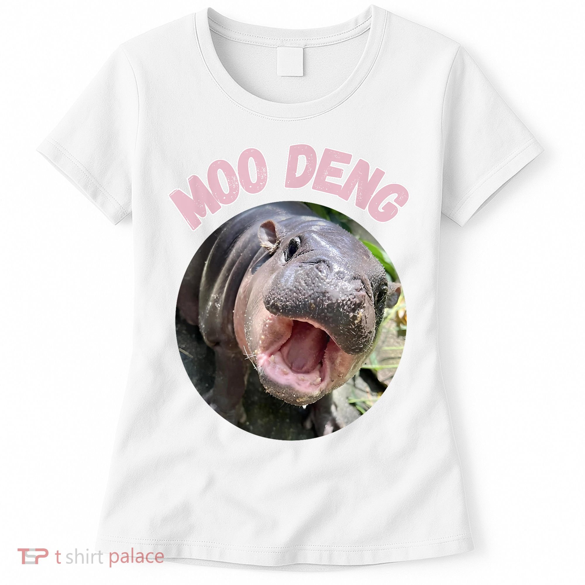Moo Deng Bouncy Pig In Thai Picture The Cute Baby Hippo Gift Women's T-Shirt