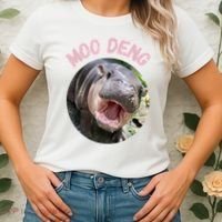 Moo Deng Bouncy Pig In Thai Picture The Cute Baby Hippo Gift Women's T-Shirt thumb 2