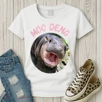 Moo Deng Bouncy Pig In Thai Picture The Cute Baby Hippo Gift Women's T-Shirt thumb 3