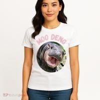 Moo Deng Bouncy Pig In Thai Picture The Cute Baby Hippo Gift Women's T-Shirt thumb 4