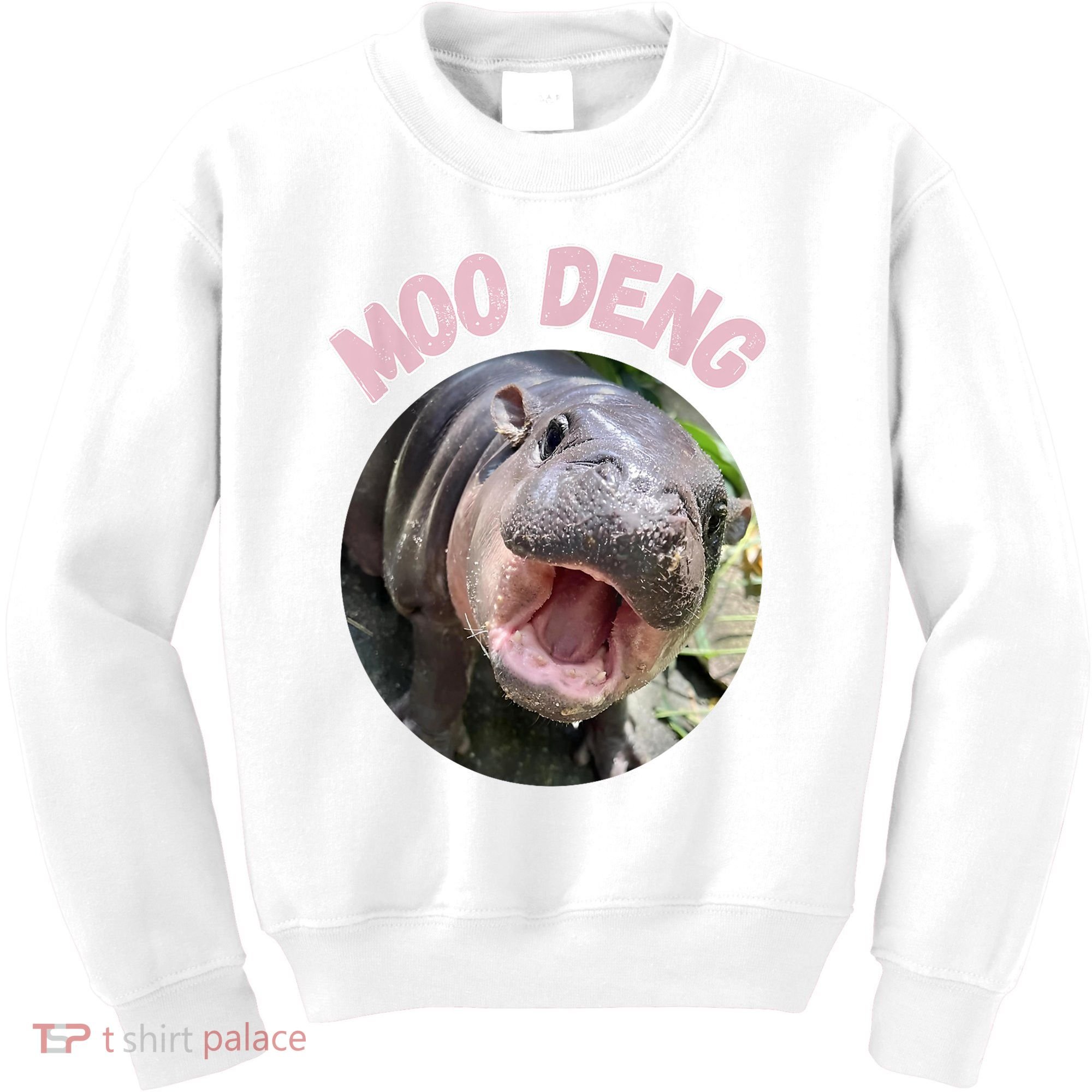 Moo Deng Bouncy Pig In Thai Picture The Cute Baby Hippo Gift Kids Sweatshirt