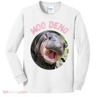 Moo Deng Bouncy Pig In Thai Picture The Cute Baby Hippo Gift Kids Long Sleeve Shirt thumb 0