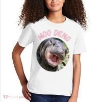 Moo Deng Bouncy Pig In Thai Picture The Cute Baby Hippo Gift Kids T-Shirt thumb 2